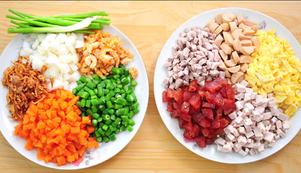 nguyên liệu làm cơm chiên dương châu